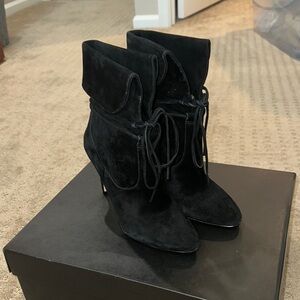 NWOB- Lorde & Taylor Black Suede Heeled Boots with box